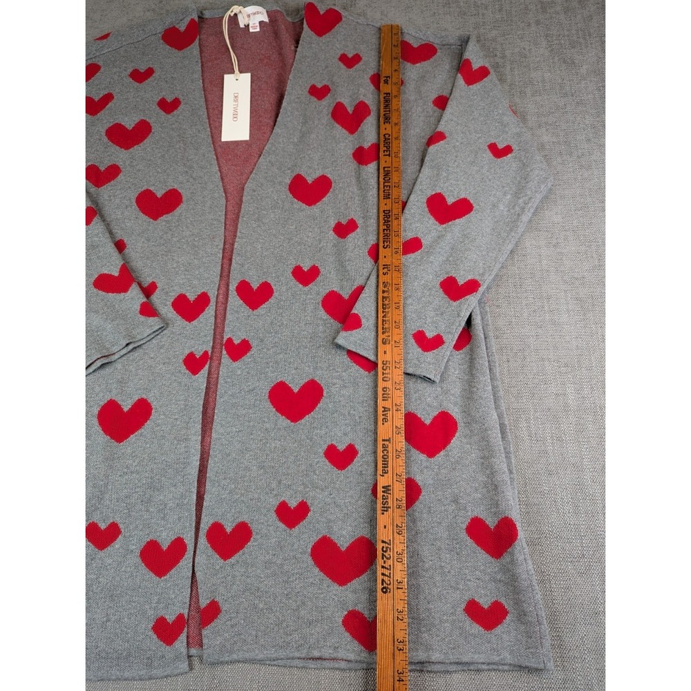 NWT Driftwood Cardigan Women 3X Plus Size Gray Sweater Heart Intarsia Open Front - Picture 5 of 7